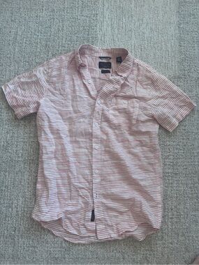 Weatherproof Pink & White Striped Short-Sleeve Button-Down Shirt